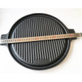 Round Cast Iron Griddle Pan for BBQ/Reversible Double-Sided Grill Plate